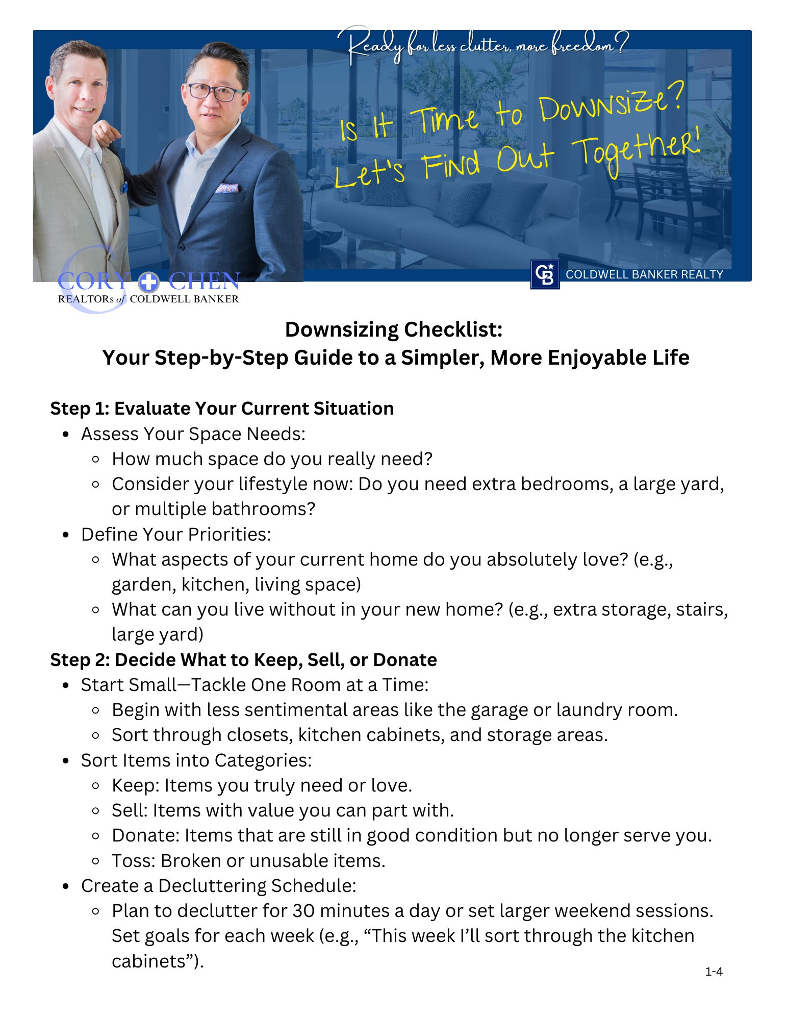 Downsizing Checklist